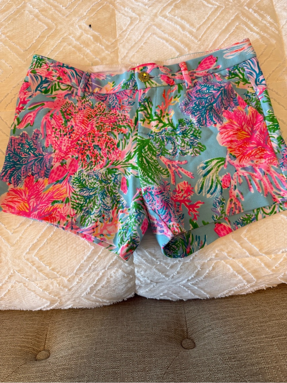 Lilly Pulitzer Callahan Stretch Coral Reef Print Shorts - Blue Pink Green
